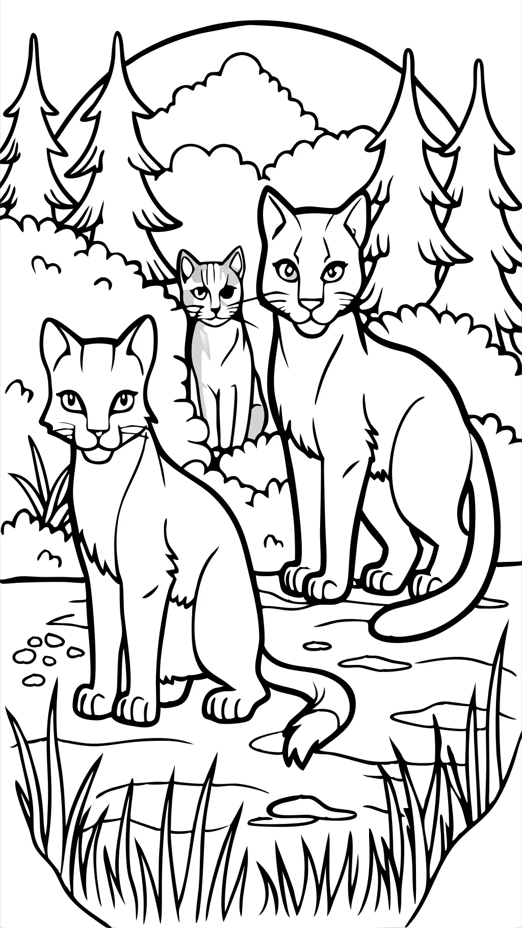 Página para colorear de los gatos guerreros